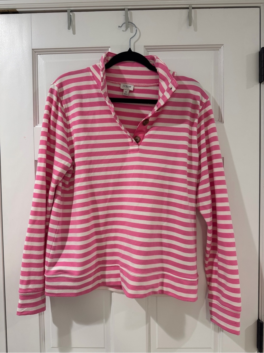 J. Crew Pink and White Striped Knit Pullover